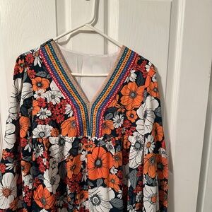 Boutique Orange Floral Print mini dress new no tags